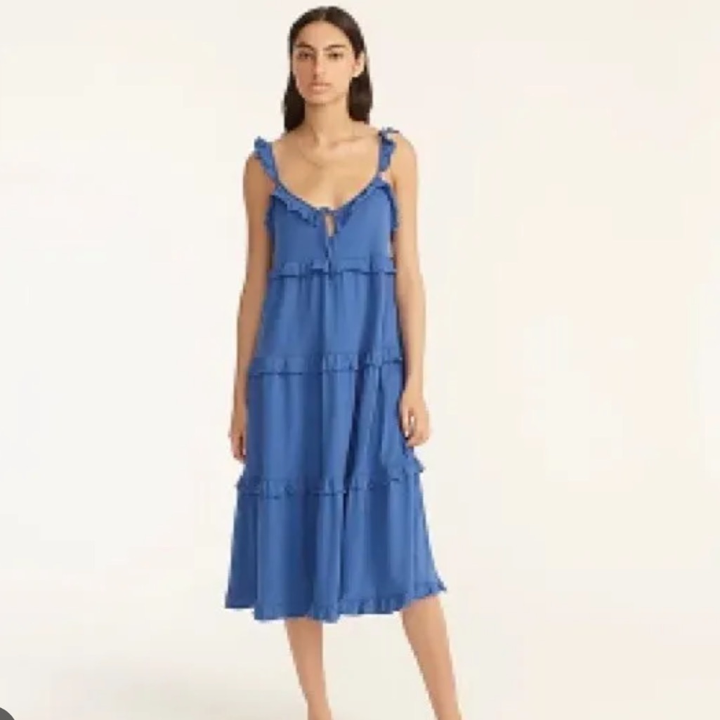 Nwt J.Crew Tiered Ruffle Maxi Dress